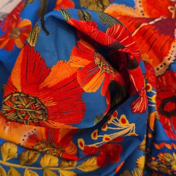 Floral Blue Dress with Red and Orange Accents - Picture 9 of 10